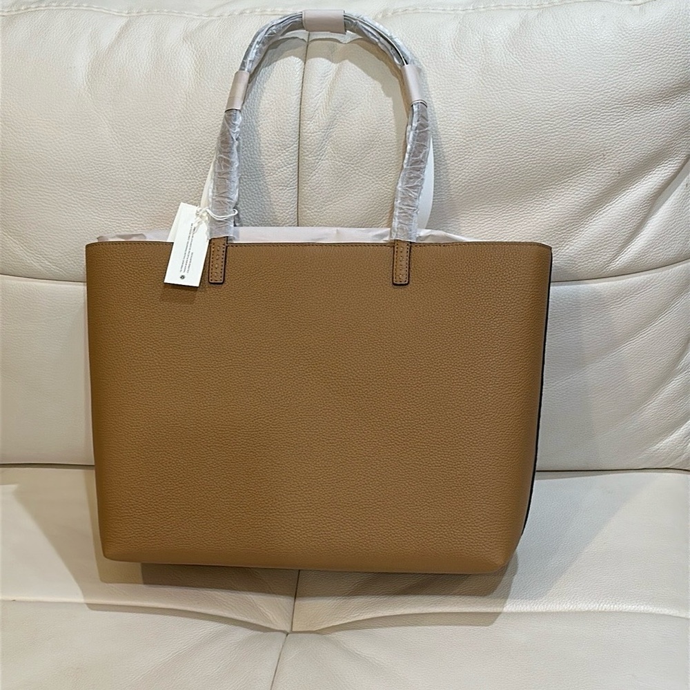 NWT Tory Burch McGraw Leather Tote in Tiramisu Brown Color with Dust Bag - Picture 3 of 15